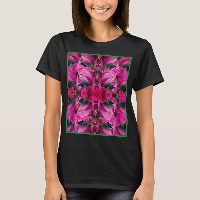 Camiseta Resumen de las flores rosadas de Hibiscus (Anverso)