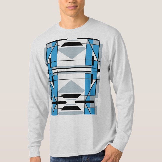 Camiseta Resumen de mosaico inspirado en el azul gris negro (Anverso)