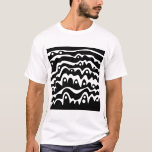 Camiseta Resumen de onda Negro y Blanco