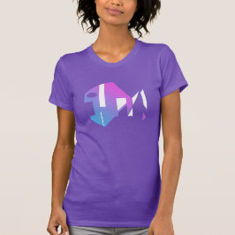 Camiseta Resumen de peces de arte pop moderno azul magenta