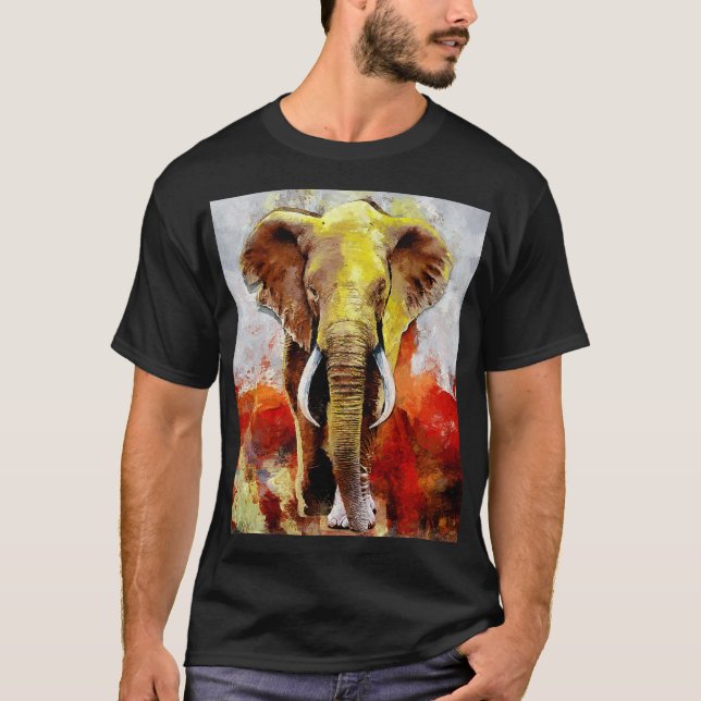 Camiseta Resumen de pintura de aceite de elefante moderno (Anverso)