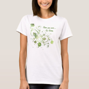 Camiseta Resumen de Swirl Floral Ir Día de la Tierra Verde