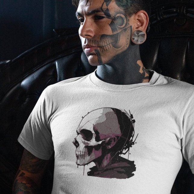 Camiseta Resumen de tinta Splash Steampunk Cyberpunk Skull  (Subido por el creador)