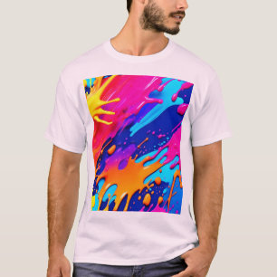 Camiseta Resumen del diseño de goteo de pinturas de neón
