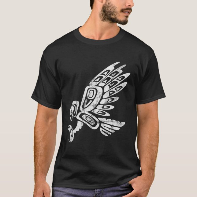 Camiseta Resumen del Halcón Haida Art Pacific Northwest Coa (Anverso)