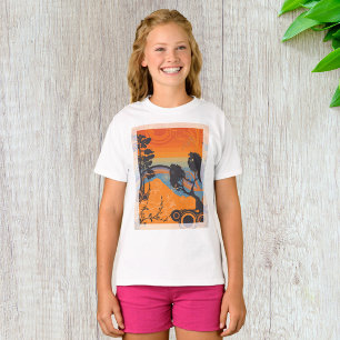 Camiseta Resumen del paisaje forestal del atardecer retro