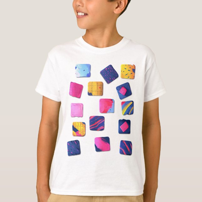 Camiseta Resumen del patrón de bloques coloridos (Anverso)