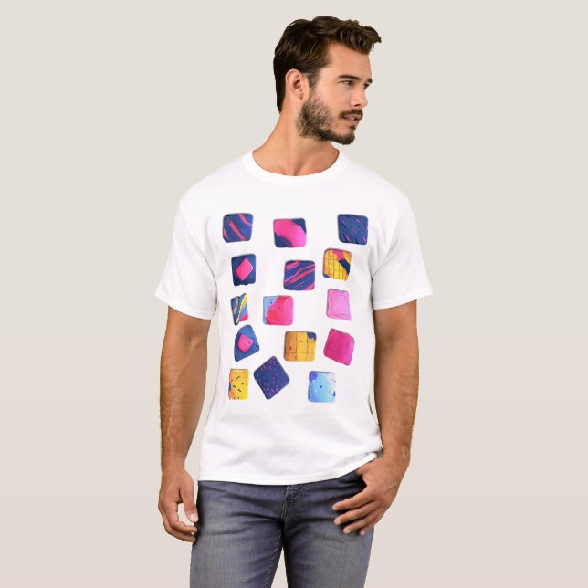 Camiseta Resumen del patrón de bloques coloridos (Anverso completo)