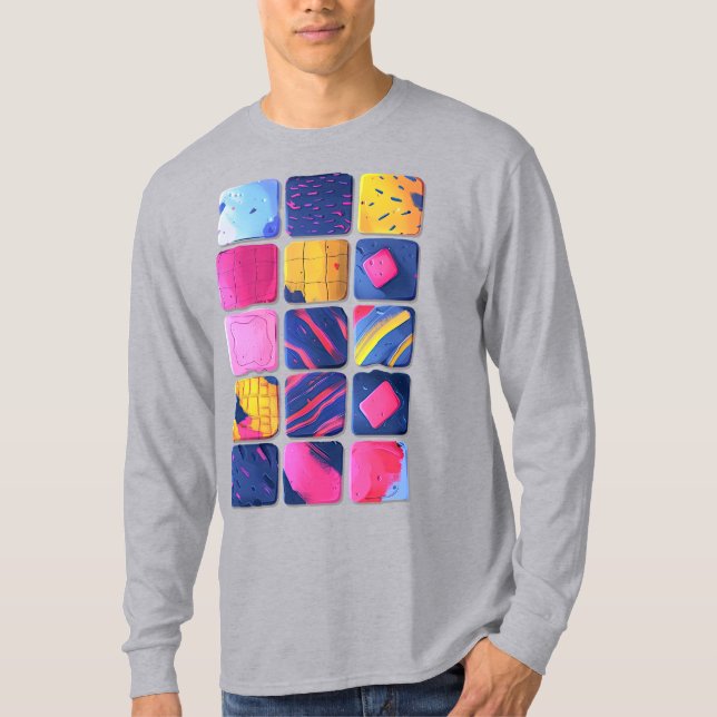 Camiseta Resumen del patrón de bloques coloridos (Anverso)