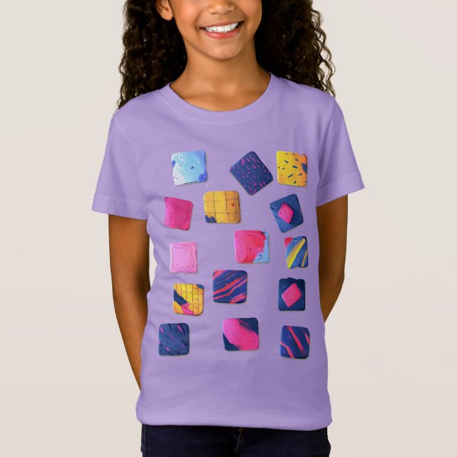 Camiseta Resumen del patrón de bloques coloridos (Anverso)