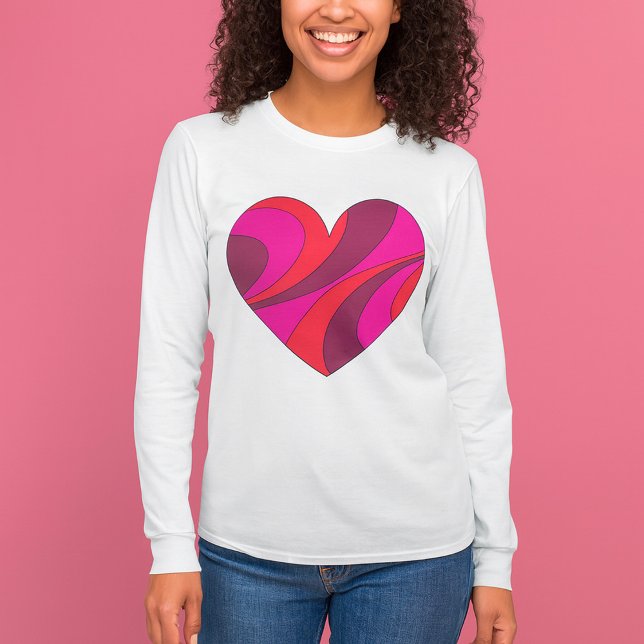 Camiseta Resumen del patrón de giro rojo y rosa negrita del (Subido por el creador)