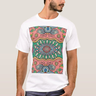 Camiseta Resumen del Patrón Tribal Dibujado A Mano.