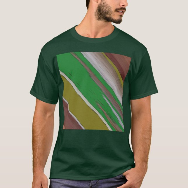 Camiseta Resumen Diagonal Verde Y Marrón (Anverso)