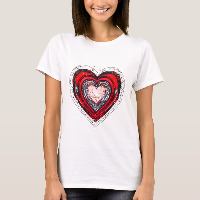 Camiseta Resumen Diseño del Corazón Rojo (Anverso)