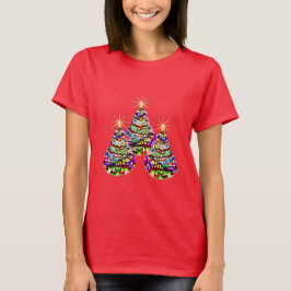 Camiseta Resumen espeluznante de diseño de árboles navideño