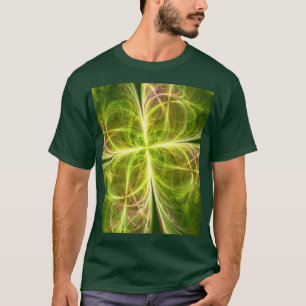 Camiseta Resumen Fantasía Cuatro hojas Atractivo Verde Amar