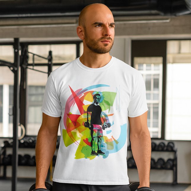 Camiseta Resumen Fitness Art of Man Lifting Dumbbelts (Subido por el creador)