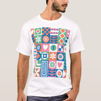 Camiseta Resumen Floral: Diseño Folclórico Escandinavo.