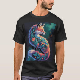 Camiseta Resumen Floral Fox Art | Vibrant Ornate Fox