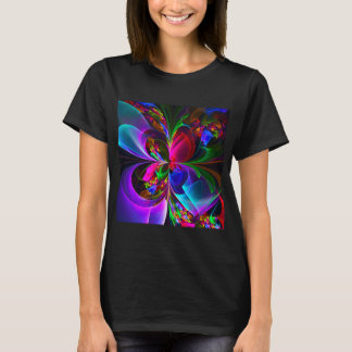 Camiseta Resumen floral moderno Patrón azul rojo del arte #