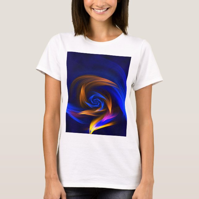 Camiseta Resumen Forma de vórtice Naranja azul (Anverso)