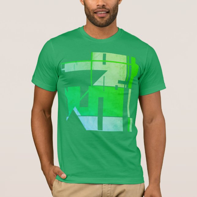 Camiseta Resumen geométrico azul verde Aspecto del arte sur (Anverso)