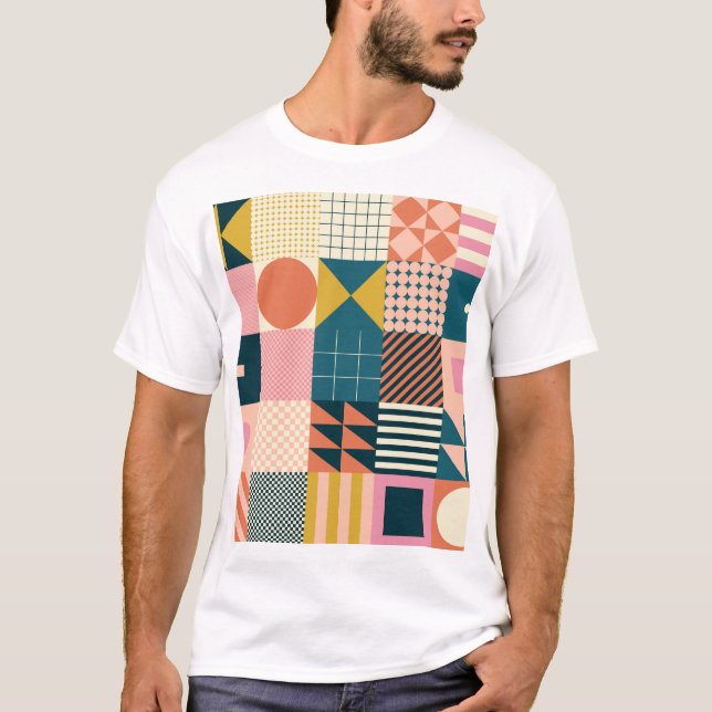 Camiseta Resumen geométrico moderno: diseño colorido (Anverso)