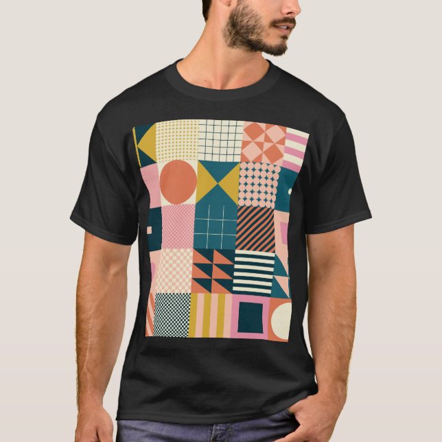 Camiseta Resumen geométrico moderno: diseño colorido (Anverso)