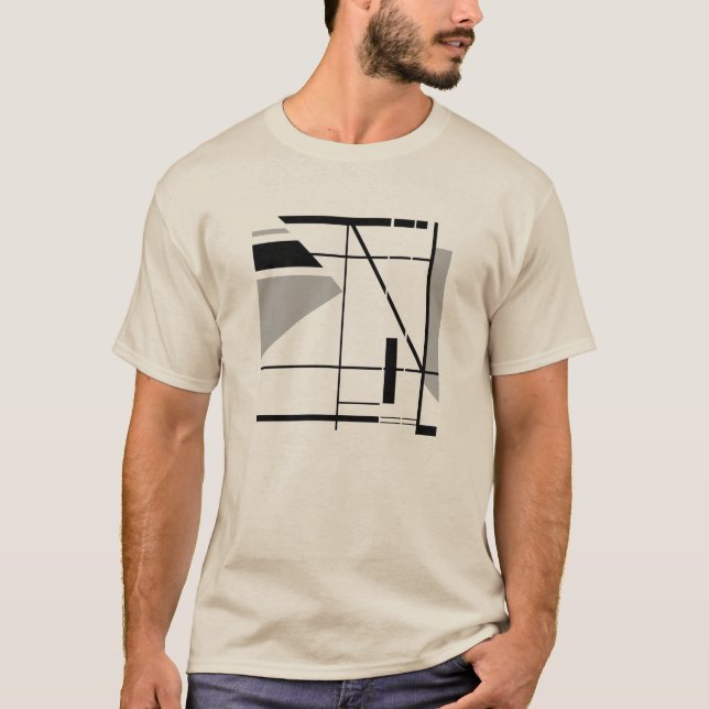 Camiseta Resumen geométrico pequeño contemporáneo gris negr (Anverso)
