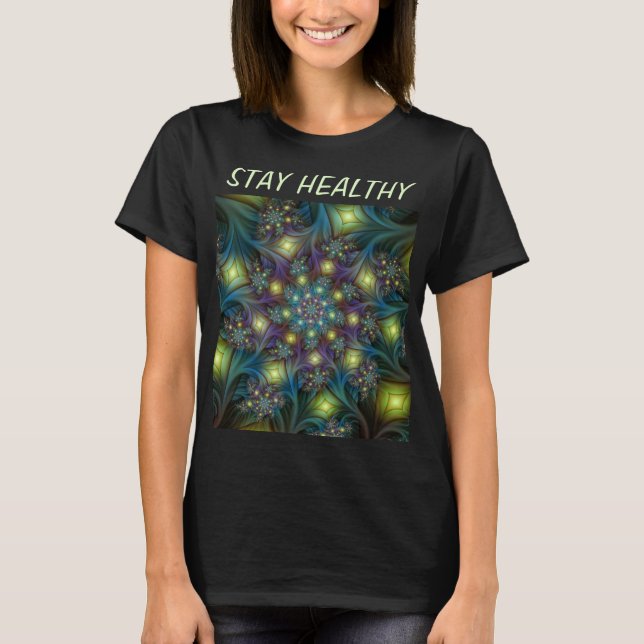 Camiseta Resumen ilustrado brillante arte fractal púrpura V (Anverso)