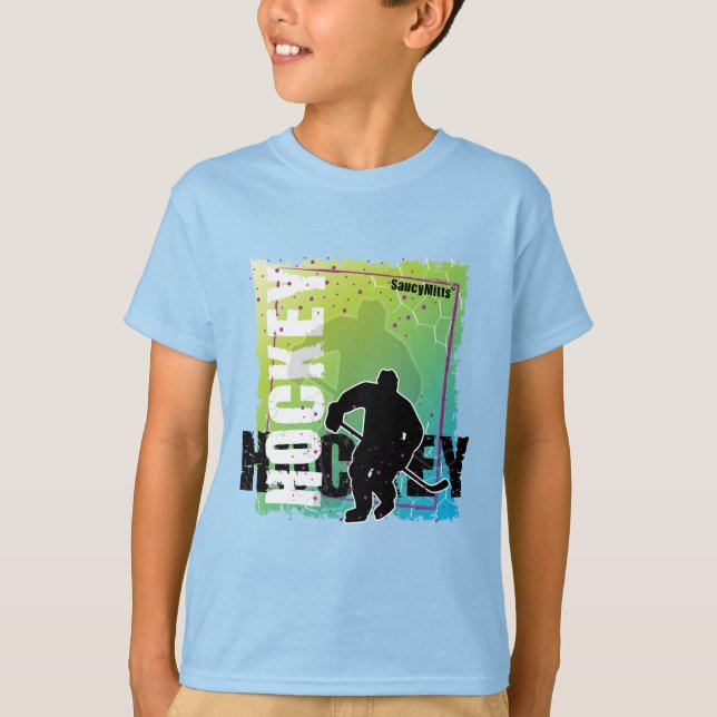 Camiseta Resumen: Joven Hockey Boy (macho) (Anverso)