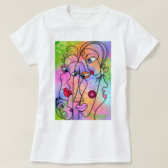 Camiseta Resumen Las Mujeres Se Enfrentan A La Pintura De E (Diseño del anverso)