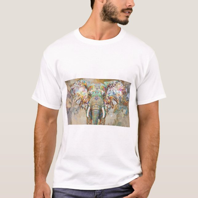 Camiseta Resumen Majestad: Vibrante obra de arte de elefant (Anverso)