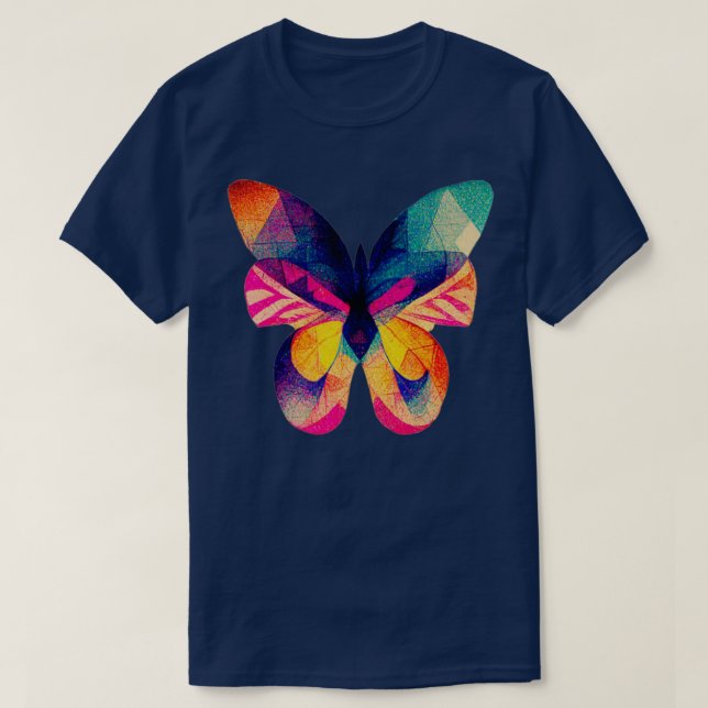 Camiseta Resumen mariposa fractal isométrica en risografía (Diseño del anverso)