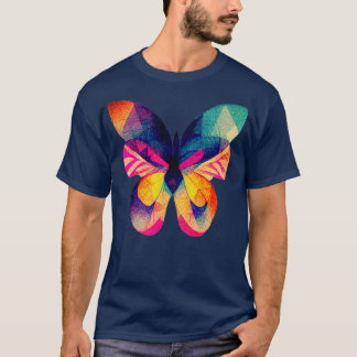 Camiseta Resumen mariposa fractal isométrica en risografía