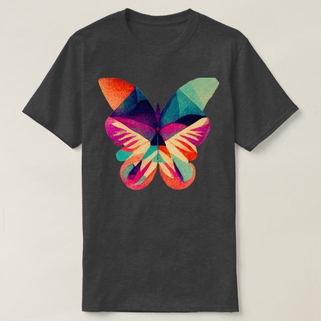 Camiseta Resumen mariposa fractal isométrica en risografía (Diseño del anverso)
