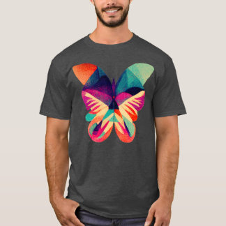 Camiseta Resumen mariposa fractal isométrica en risografía