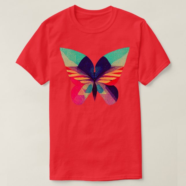 Camiseta Resumen mariposa fractal isométrica en risografía (Diseño del anverso)