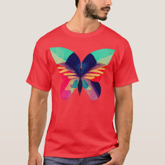 Camiseta Resumen mariposa fractal isométrica en risografía