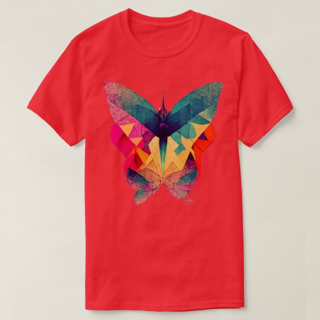 Camiseta Resumen mariposa fractal isométrica en risografía (Diseño del anverso)