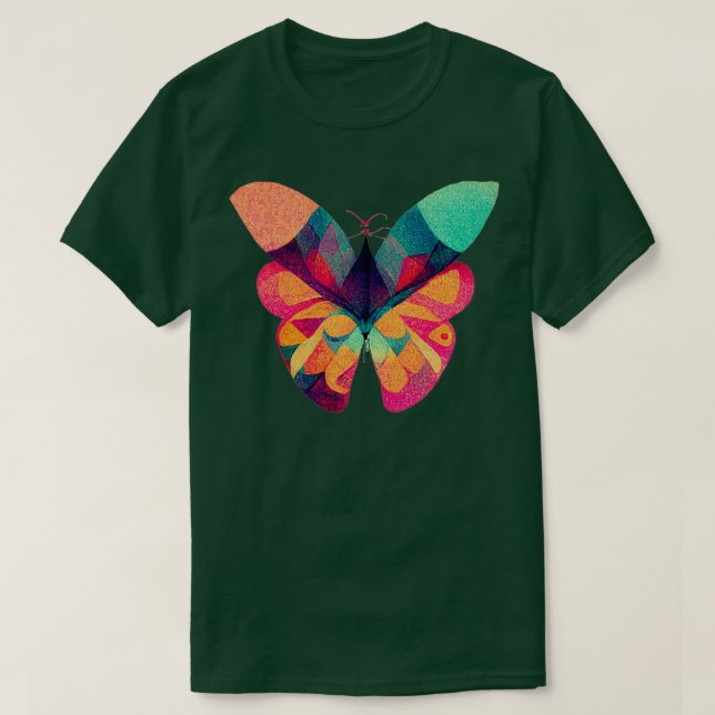 Camiseta Resumen mariposa fractal isométrica en risografía (Diseño del anverso)