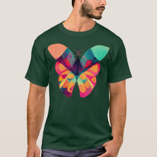 Camiseta Resumen mariposa fractal isométrica en risografía