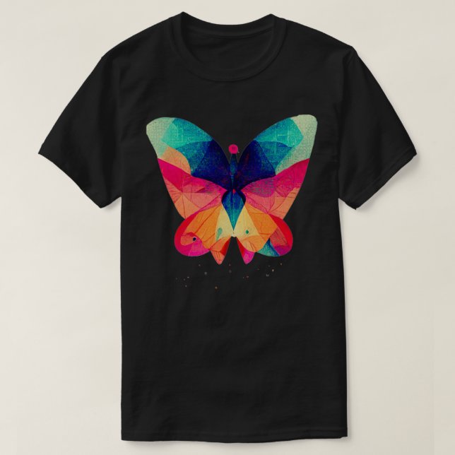 Camiseta Resumen mariposa fractal isométrica en risografía (Diseño del anverso)