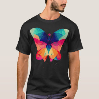 Camiseta Resumen mariposa fractal isométrica en risografía