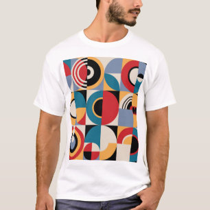 Camiseta Resumen Memphis: Estilo de cosecha geométrica.