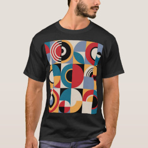 Camiseta Resumen Memphis: Estilo de cosecha geométrica.