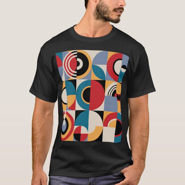 Camiseta Resumen Memphis: Estilo de cosecha geométrica. (Anverso)