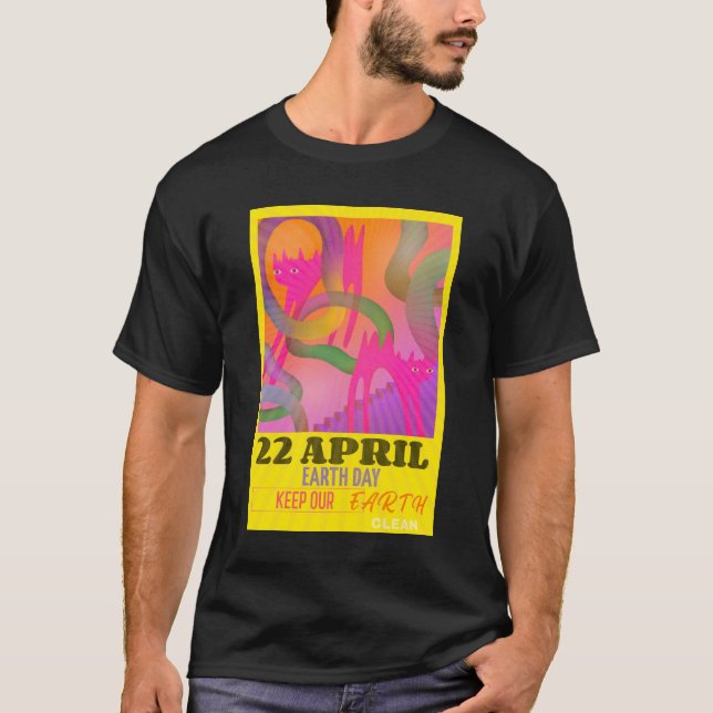 Camiseta Resumen moderno arte neón para el Día de la Tierra (Anverso)