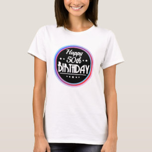 Camiseta Resumen moderno Feliz cumpleaños número 50