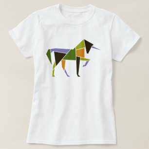 Camiseta Resumen moderno geométrico Unicornio Tangrama eleg